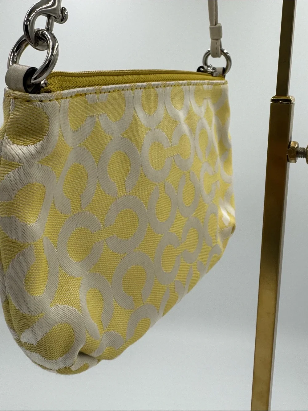 Coach XL Op Art Yellow and Chalk White / Cream Mini Shoulder Bag or Wristlet - Picture 6 of 9